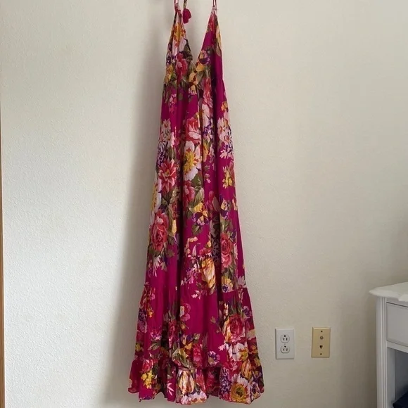 Miss Kitsch Ibiza Pink Floral Cotton Maxi Dress S - Picture 3 of 13